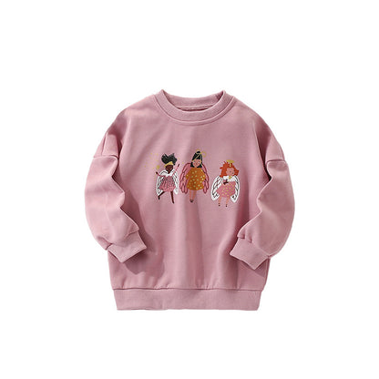Autumn and Spring Arrival Fairy Cartoon Pattern Long Sleeves Pullover for Stylish Girls, MyKids-USA®, Sweaters, MyKids-USA - Size/Age - 100 (2-3Y) - Color - Pink -  -  - TR2509132233-A