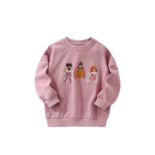 Autumn and Spring Arrival Fairy Cartoon Pattern Long Sleeves Pullover for Stylish Girls, MyKids-USA®, Sweaters, MyKids-USA - Size/Age - 100 (2-3Y) - Color - Pink -  -  - TR2509132233-A