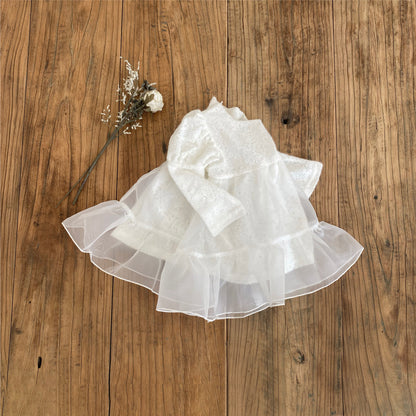 Spring and Autumn Arrival Baby Girls Long Sleeves Lace Tulle Dress