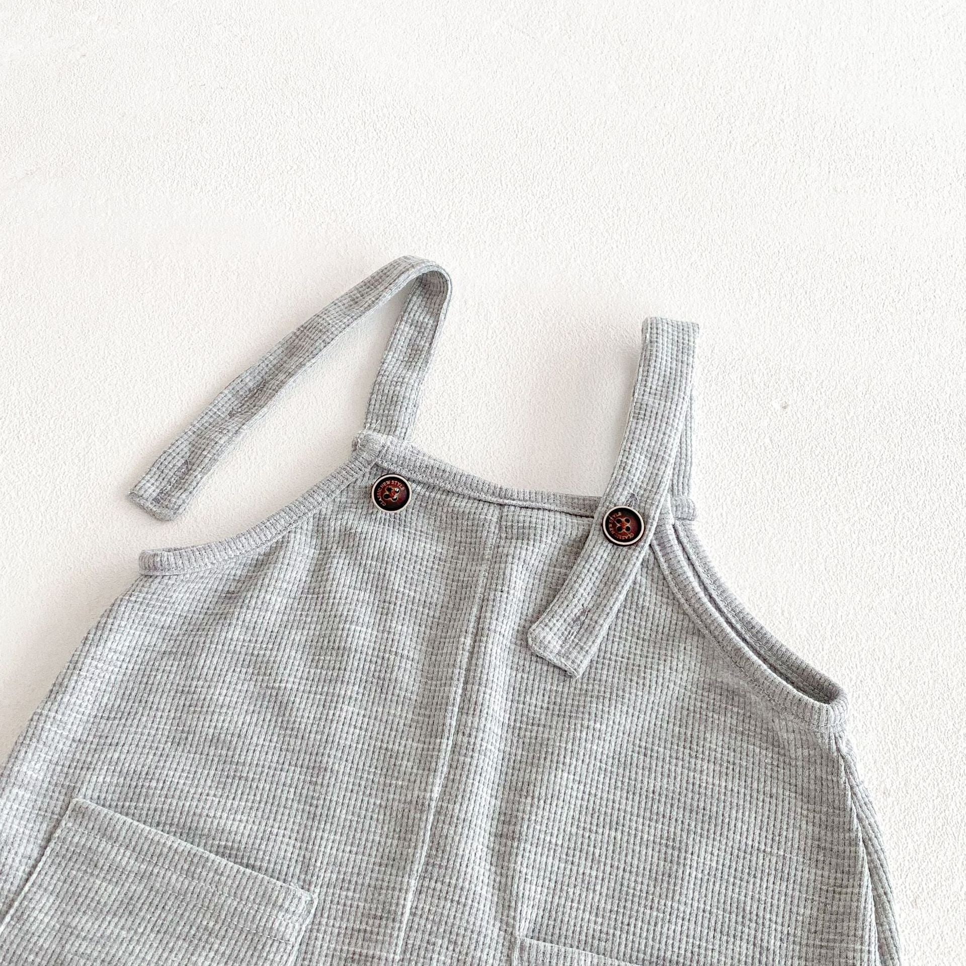 Summer Hot Selling Baby Kids Unisex Sleeveless Pocketed Grey Strap Overalls and White T-Shirt Clothing Set, MyKids-USA®, Baby & Toddler Outfits, MyKids-USA -  -  -  -  -  -  - 