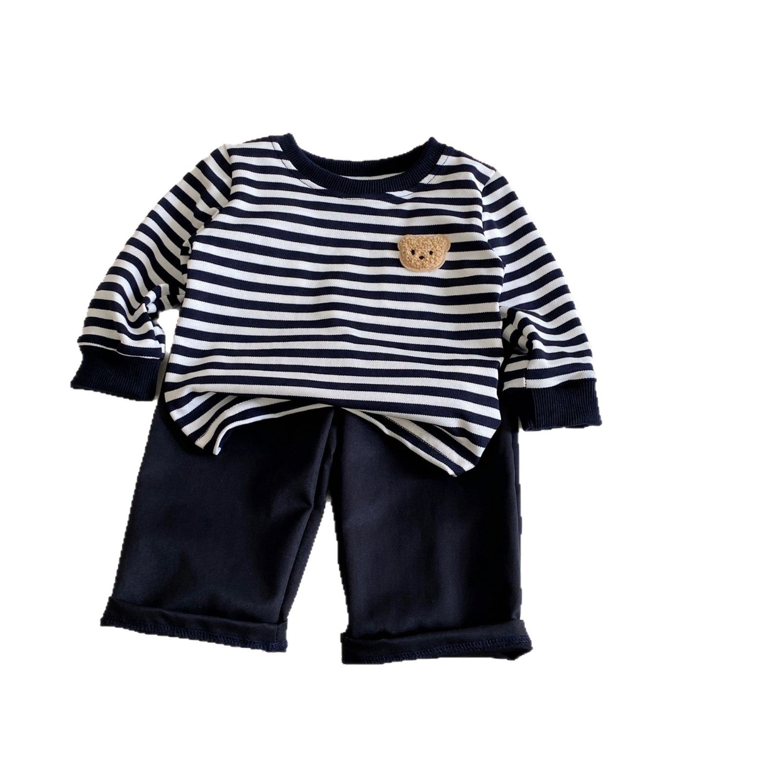 Autumn and Spring Baby Long Sleeves Cute Cartoon and Striped Pattern Pullover and Plain Pants Clothing Set, MyKids-USA®, Baby & Toddler Outfits, MyKids-USA -  -  -  -  -  -  - .