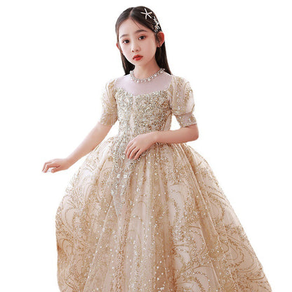Champagne Tulle Hostess Evening Gown For Girls: Perfect Attire For Piano Performances