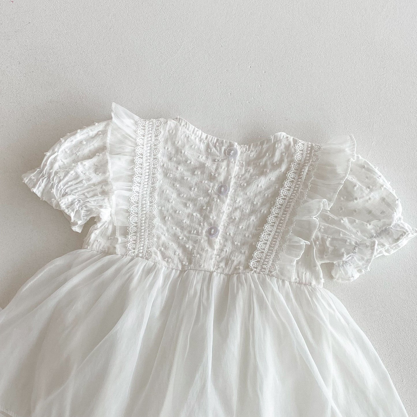 Summer Arrival Baby Girls Short Sleeves Dots Pattern Embroidered Lace Trim Bodysuit Dress, MyKids-USA®, Baby & Children's Dresses, MyKids-USA -  -  -  -  -  -  - .