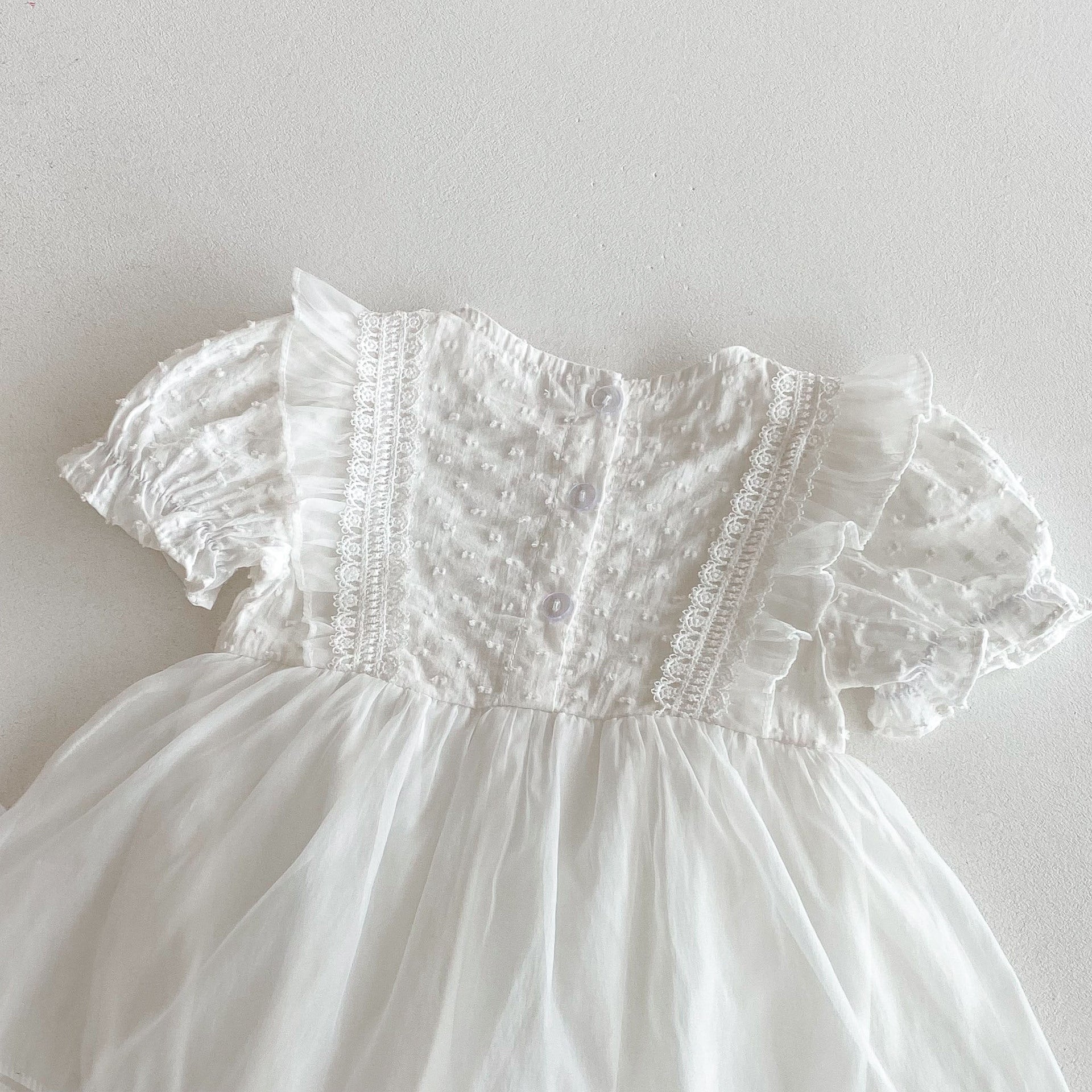Summer Arrival Baby Girls Short Sleeves Dots Pattern Embroidered Lace Trim Bodysuit Dress, MyKids-USA®, Baby & Children's Dresses, MyKids-USA -  -  -  -  -  -  - .