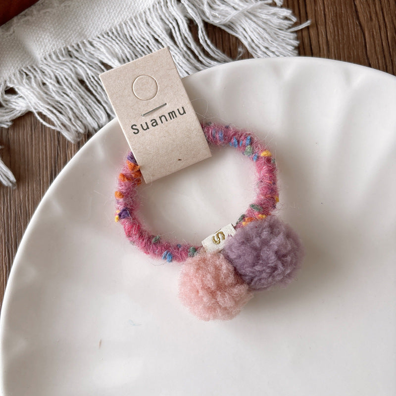 Collection of 2 Cute Fluffy Hair Clips or Hair Ties, MyKids-USA®, Hair Pins, Claws & Clips, MyKids-USA - Size/Age - Average Size (0-12Y） - Color - Pink -  -  - TR2604012335-C.