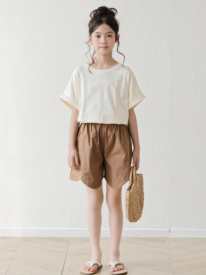 Arrival Summer Baby Kids Girls Short Sleeves Plain T-Shirt and Shorts Sets
