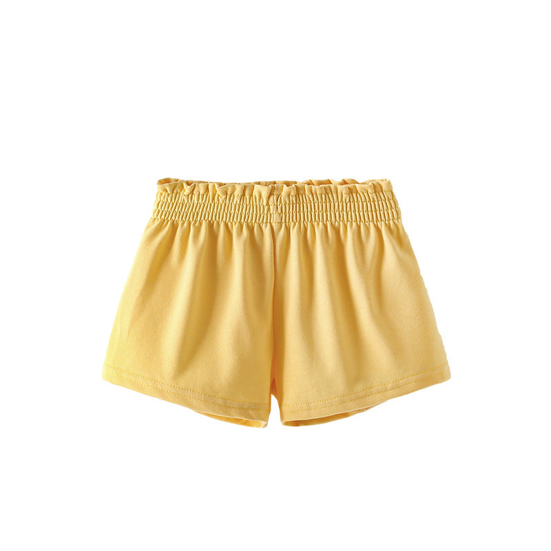 Baby Kids Girls Denim Solid Color Style Casual Yellow Shorts For Sale, MyKids-USA®, Shorts, MyKids-USA - Size/Age - 100 (2-3Y) - Color - Yellow -  -  - TR2506172031-A