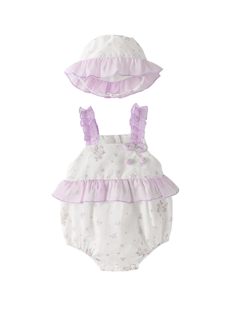 Summer Arrival Baby Girls Light Purple Floral Pattern Sleeveless Sweet Cute Onesies, MyKids-USA®, Baby One-Pieces, MyKids-USA -  -  -  -  -  -  - 