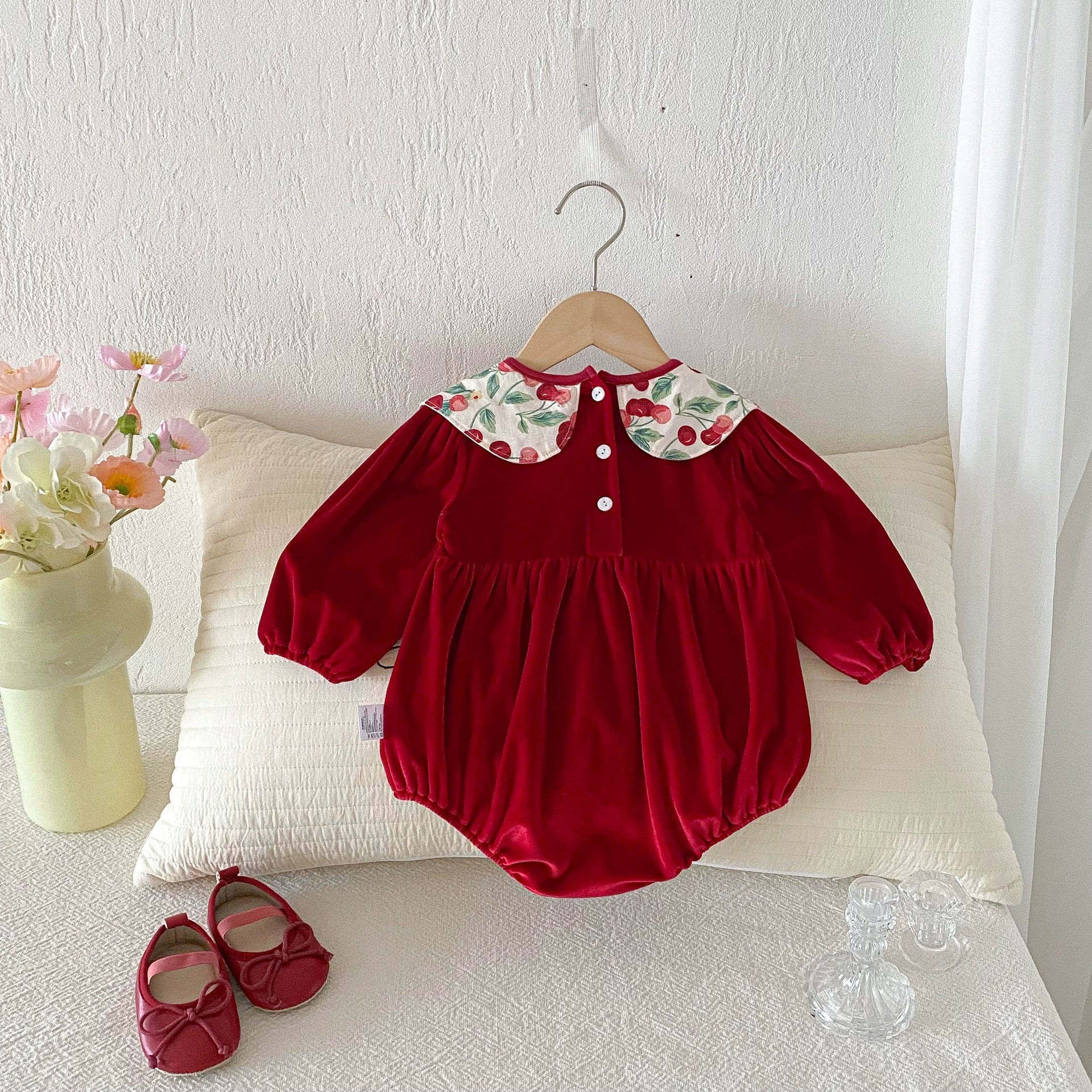 Autumn Arrival Baby Girls Long Sleeves Cherry Pattern Color Patchwork Onesies, MyKids-USA®, Baby One-Pieces, MyKids-USA -  -  -  -  -  -  - 