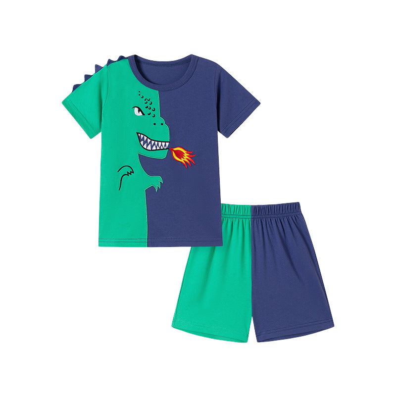 Summer Hot Selling Baby Kids Boys Short Sleeves Cartoon Animals Pattern T-shirt and Shorts Clothing Set, MyKids-USA®, Baby & Toddler Outfits, MyKids-USA - Size/Age - 90 (12-24M) - Color - Blue -  -  - TR2602031557-A.