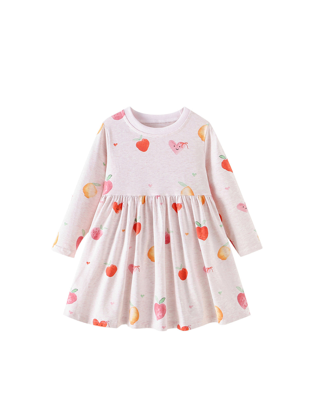 MyKids-USA® Autumn Arrival Baby Kids Girls Fruits and Hearts Pattern Long Sleeves Dress