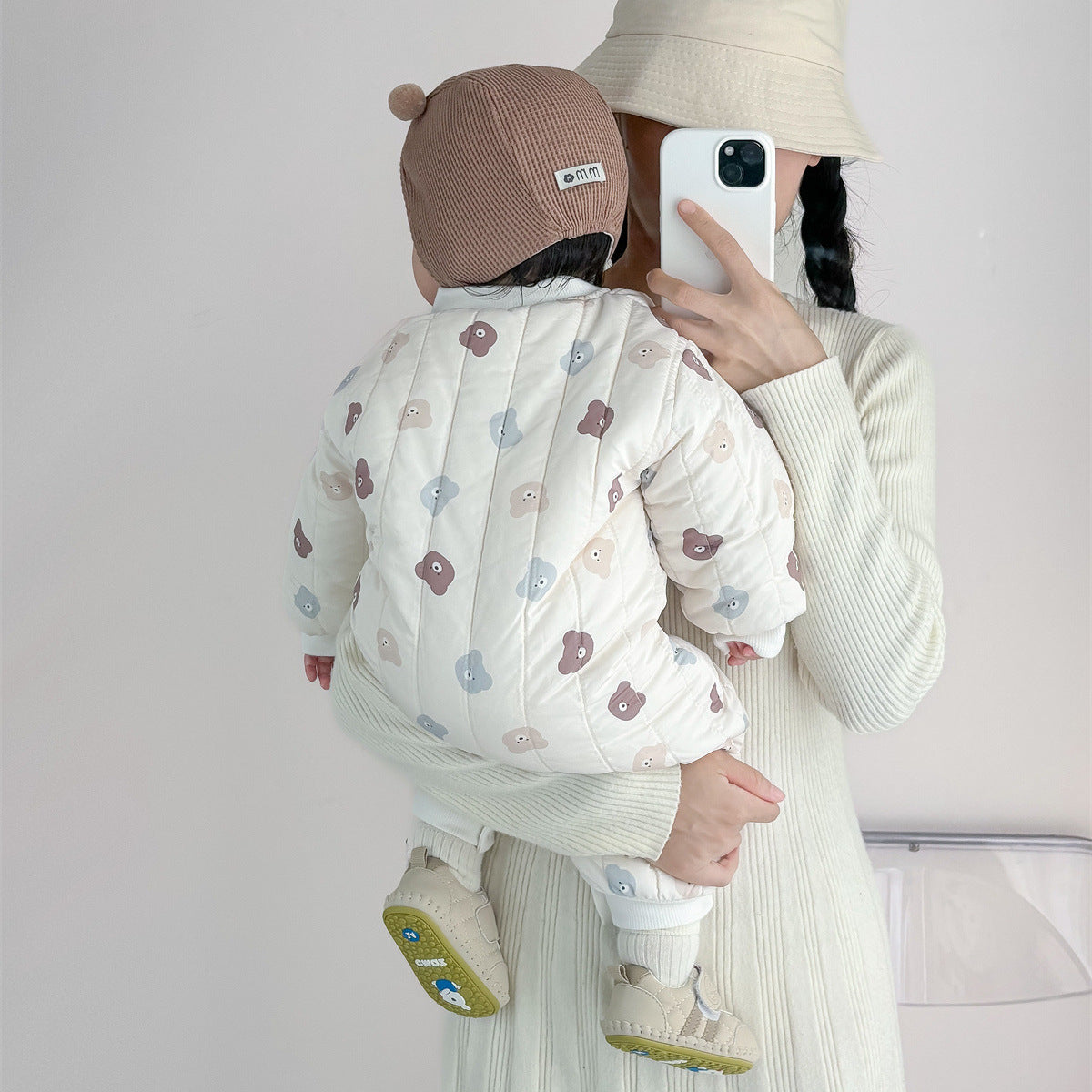 Autumn and Winter Arrival Unisex Baby’s Teddy Printed Fleece-lined and Thickened Rompers for Warmth, MyKids-USA®, Baby One-Pieces, MyKids-USA -  -  -  -  -  -  - 