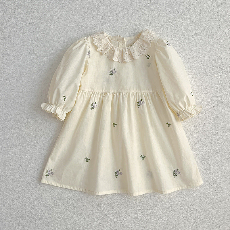 Floral Adorable Baby Doll Collar Onesies And Girls’ Dress – Princess Sister Matching Set, MyKids-USA®, Baby & Toddler Outfits, MyKids-USA - Size/Age - 66 (3-6M) - Color - Beige -  -  - TR2312272229-A