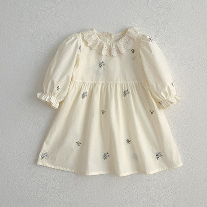 Floral Adorable Baby Doll Collar Onesies And Girls’ Dress – Princess Sister Matching Set, MyKids-USA®, Baby & Toddler Outfits, MyKids-USA - Size/Age - 66 (3-6M) - Color - Beige -  -  - TR2312272229-A