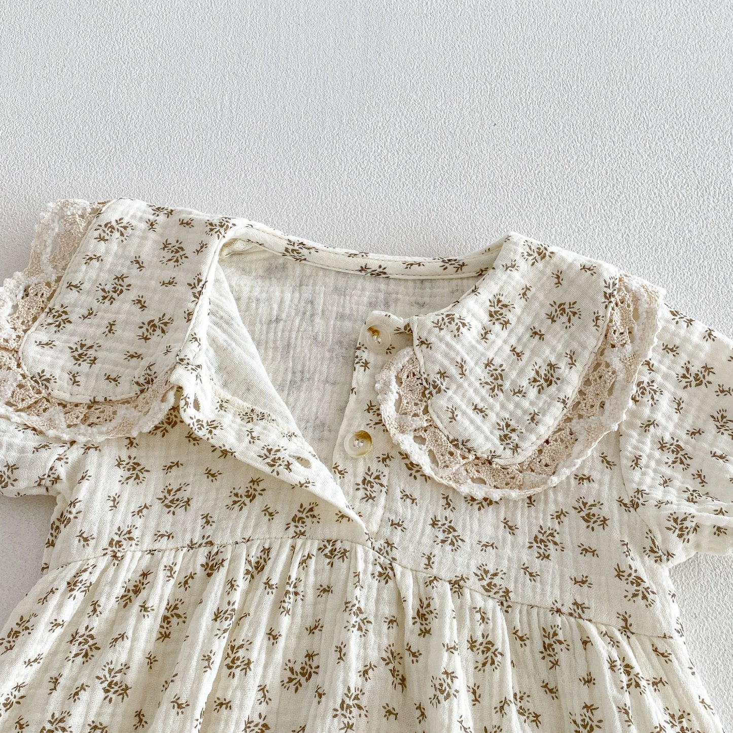 Summer Arrival Baby Girls Short Sleeves Flowers Pattern Vintage Bodysuit with Hat, MyKids-USA®, Baby & Children's One-Pieces, MyKids-USA -  -  -  -  -  -  - .