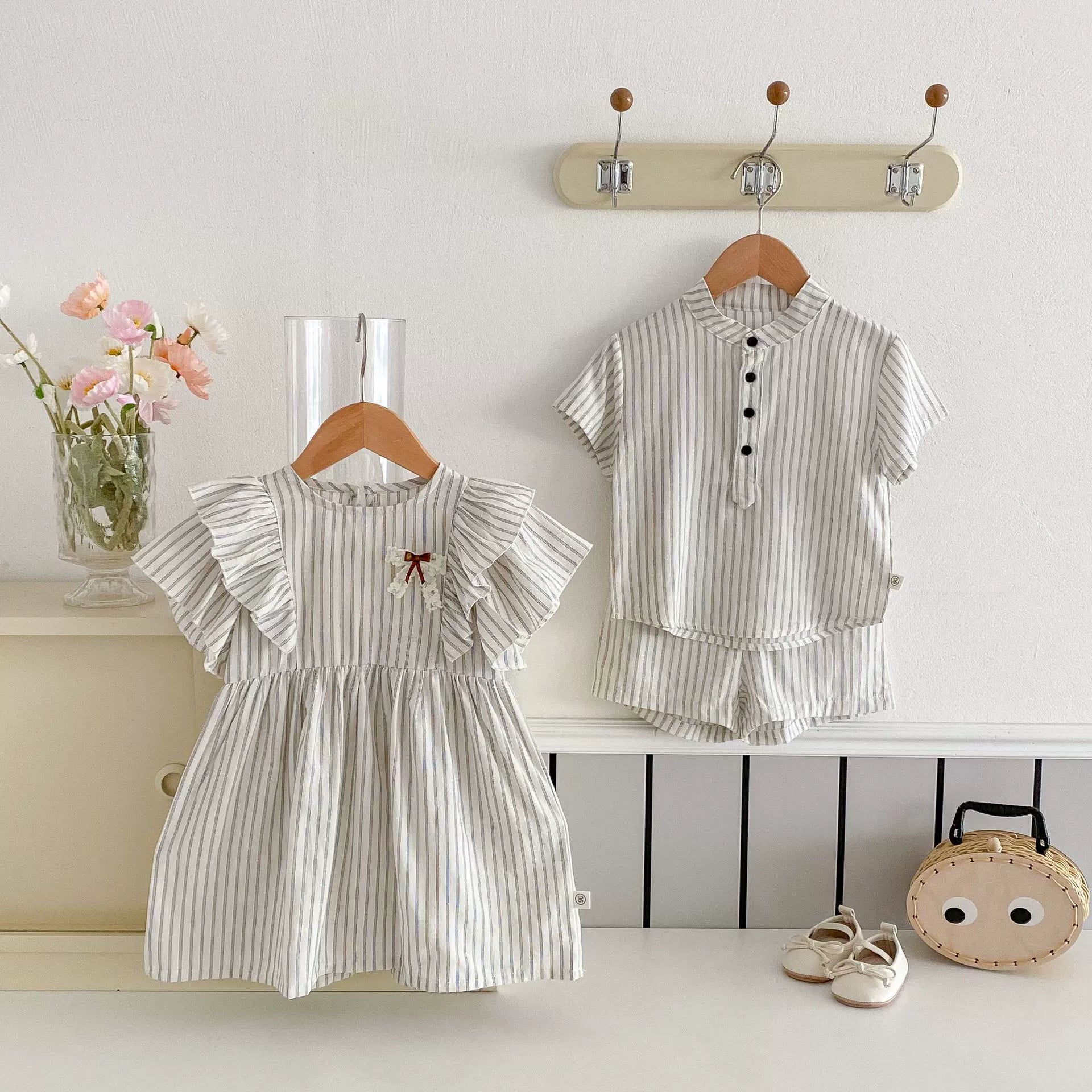 Summer Arrival Baby Girl Striped Pattern Short Sleeves Dress with Butterfly-bow Decoration, MyKids-USA®, Baby & Toddler Dresses, MyKids-USA -  -  -  -  -  -  - 