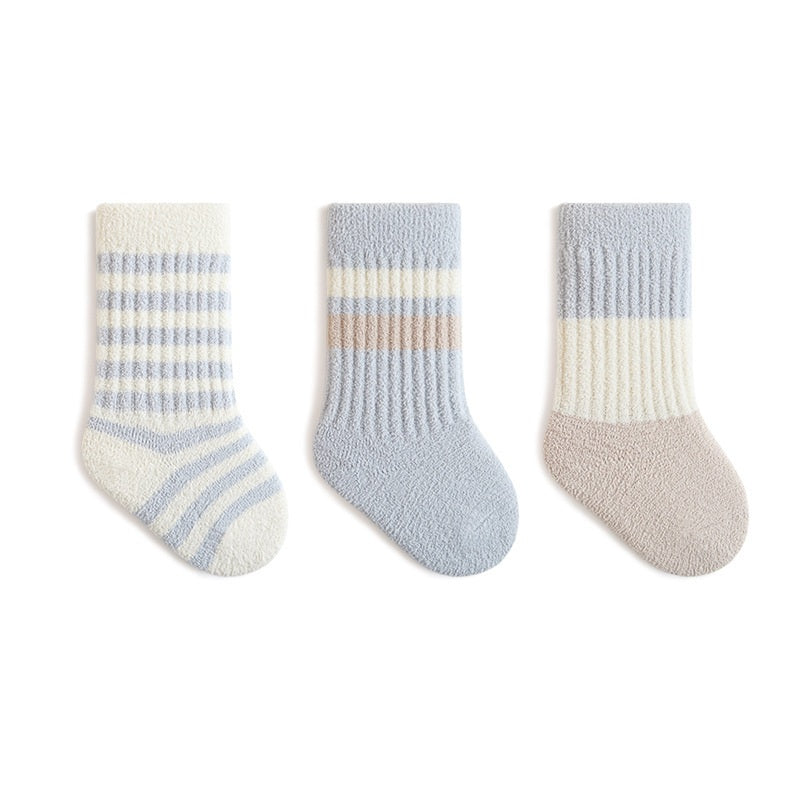 Autumn and Winter Arrival Baby Unisex Breathable Striped Pattern Casual Socks 1 Lot=3-Pair Set, MyKids-USA®, Baby & Toddler Socks & Tights, MyKids-USA - Size/Age - XS (0-6M) - Color - Blue -  -  - TR2601181557-A.