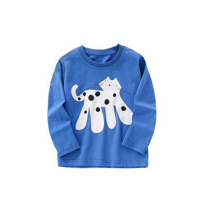 Autumn and Spring Arrival Animals Cartoon Pattern Long Sleeves Top for Stylish Boys, MyKids-USA®, Shirts, MyKids-USA - Size/Age - 100 (2-3Y) - Color - Blue -  -  - TR2509182331-A