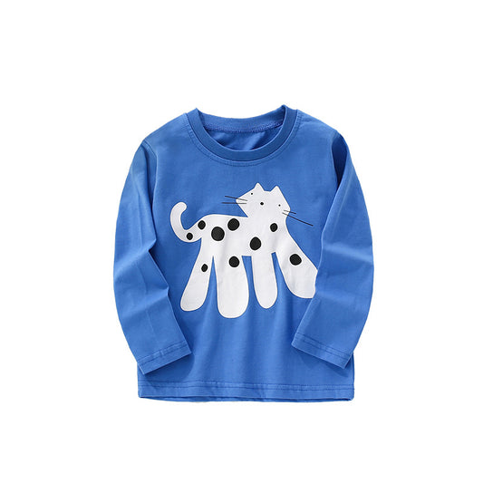 Autumn and Spring Arrival Animals Cartoon Pattern Long Sleeves Top for Stylish Boys, MyKids-USA®, Shirts, MyKids-USA - Size/Age - 100 (2-3Y) - Color - Blue -  -  - TR2509182331-A