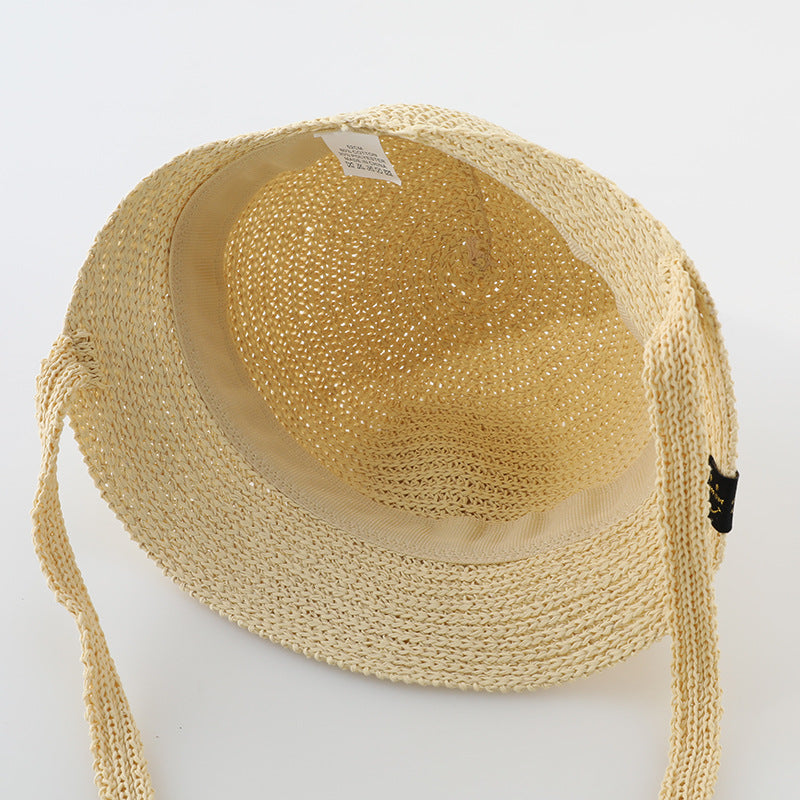 Summer Trendy Straw Hat For Girls, Baby Girl Sun Hat, Thin And Hollowed-Out Design Fisherman Hat, MyKids-USA®, Hat, MyKids-USA -  -  -  -  -  -  - .