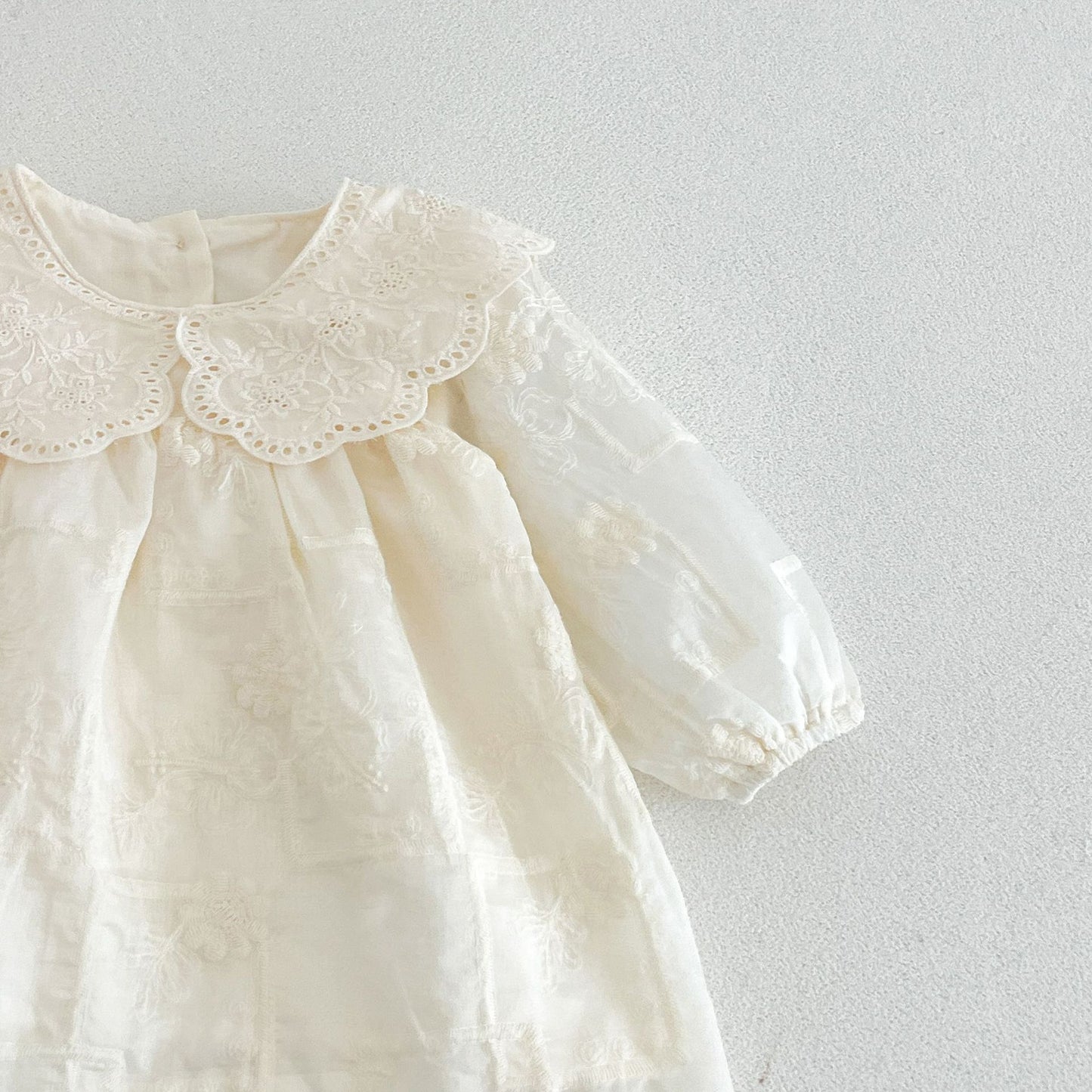 MyKids-USA® Autumn Flowers Embroidered Solid Color Baby Kids Girls Princess Dress