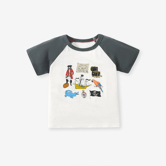 Unisex Kids’ Cartoon Print T-Shirt In European And American Style For Summer