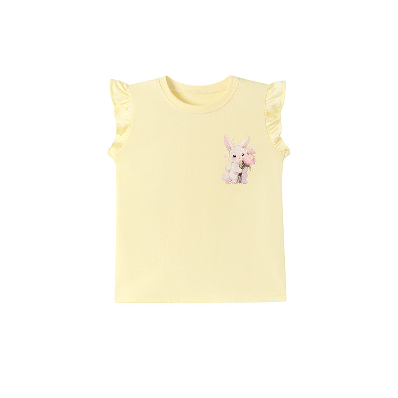 Summer Arrival Kids Girls Animals Cartoon Pattern Crew Neck Sleeveless Top Vest, MyKids-USA®, Baby & Toddler Tops, MyKids-USA - Size/Age - 90 (12-24M) - Color - Yellow -  -  - TR2601291631-A.