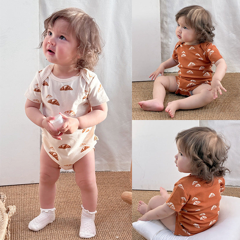 Summer Arrival Baby Cute Cartoon Bread Pattern Short Sleeves Onesies, MyKids-USA®, Baby One-Pieces, MyKids-USA -  -  -  -  -  -  - 