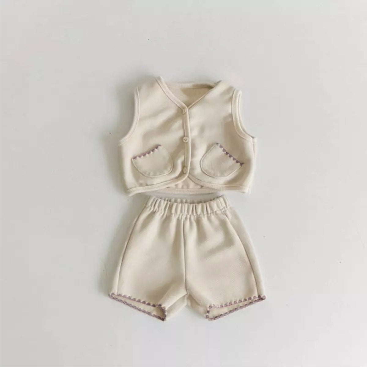 MyKids-USA® Autumn Baby Kids Plain Sleeveless Vest and Shorts Clothing Set