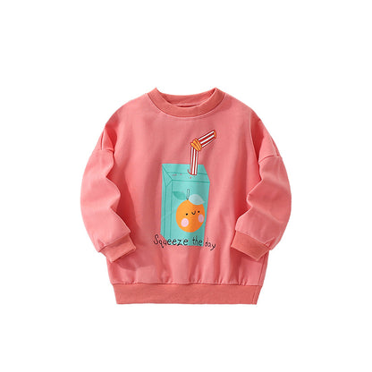 Autumn and Spring Arrival Cartoon Pattern Long Sleeves Pullover for Stylish Girls, MyKids-USA®, Sweatshirts, MyKids-USA - Size/Age - 100 (2-3Y) - Color - Red -  -  - TR2509122242-A