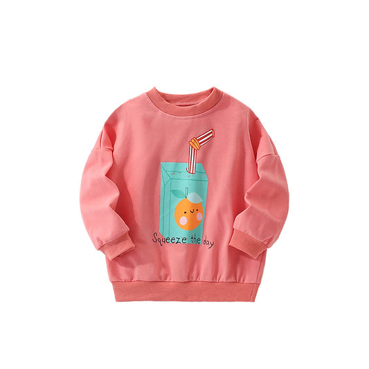 Autumn and Spring Arrival Cartoon Pattern Long Sleeves Pullover for Stylish Girls, MyKids-USA®, Sweatshirts, MyKids-USA - Size/Age - 100 (2-3Y) - Color - Red -  -  - TR2509122242-A