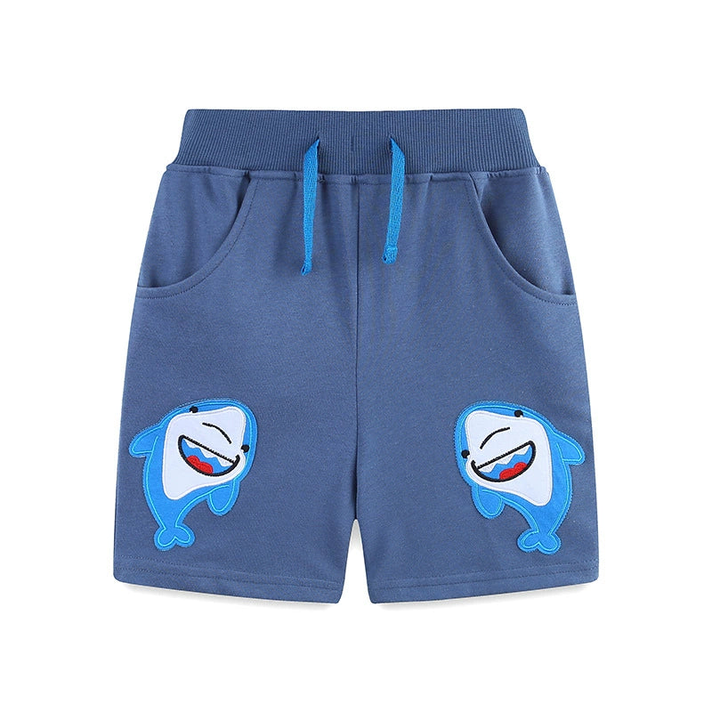 Summer Arrival Baby Kids Boys Cotton Casual Style Cartoon Sharks Pattern Shorts, MyKids-USA®, Shorts, MyKids-USA - Size/Age - 90 (12-24M) - Color - Blue -  -  - TR2506302041-A