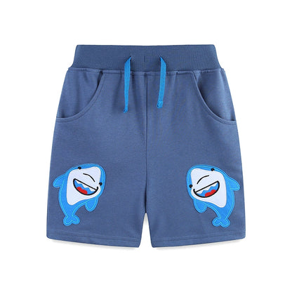 Summer Arrival Baby Kids Boys Cotton Casual Style Cartoon Sharks Pattern Shorts, MyKids-USA®, Shorts, MyKids-USA - Size/Age - 90 (12-24M) - Color - Blue -  -  - TR2506302041-A