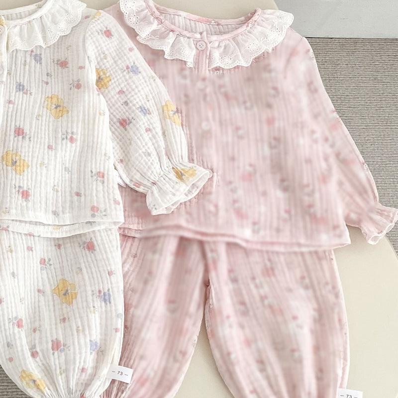 Spring and Autumn Baby Kids Girls Simple Pattern Long Sleeves Top and Pants Pajamas Clothing Set, MyKids-USA®, Baby & Toddler Sleepwear, MyKids-USA - Size/Age - 66 (3-6M) - Color - Pink -  -  - TR2508152157-C