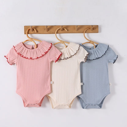 Summer Arrival Baby Unisex Ruffle Design Short Sleeves Thin Onesies, MyKids-USA®, Baby One-Pieces, MyKids-USA -  -  -  -  -  -  - 