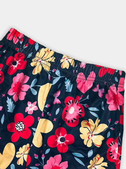 Summer Hot Selling Baby Kids Girls Short Sleeves Floral Cartoon Pattern T-shirt and Shorts Clothing Set