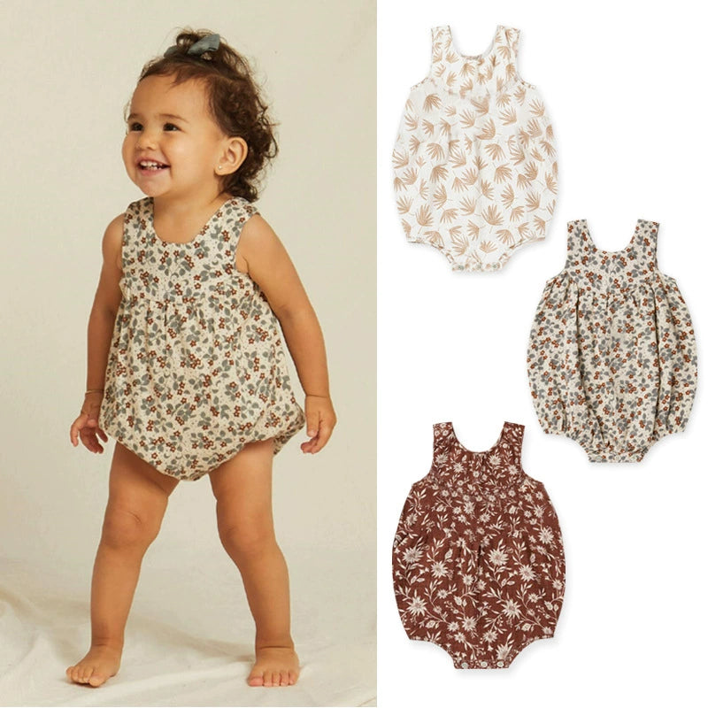 Summer Arrival Baby Unisex Floral Pattern Strap Onesies Bodysuits, MyKids-USA®, Baby One-Pieces, MyKids-USA -  -  -  -  -  -  - 
