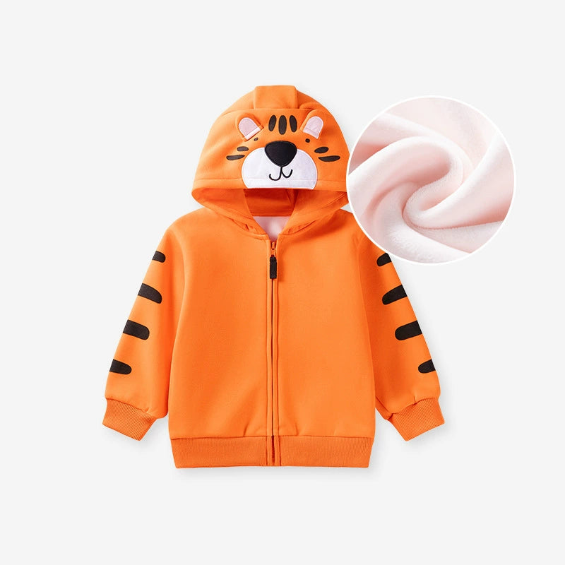 Spring and Autumn Boys Animals Cartoon Pattern Long Sleeves Zip-up Coat, MyKids-USA®, Puffer Jackets, MyKids-USA - Size/Age - 90 (12-24M) - Color - Orange -  -  - TR2508122359-A