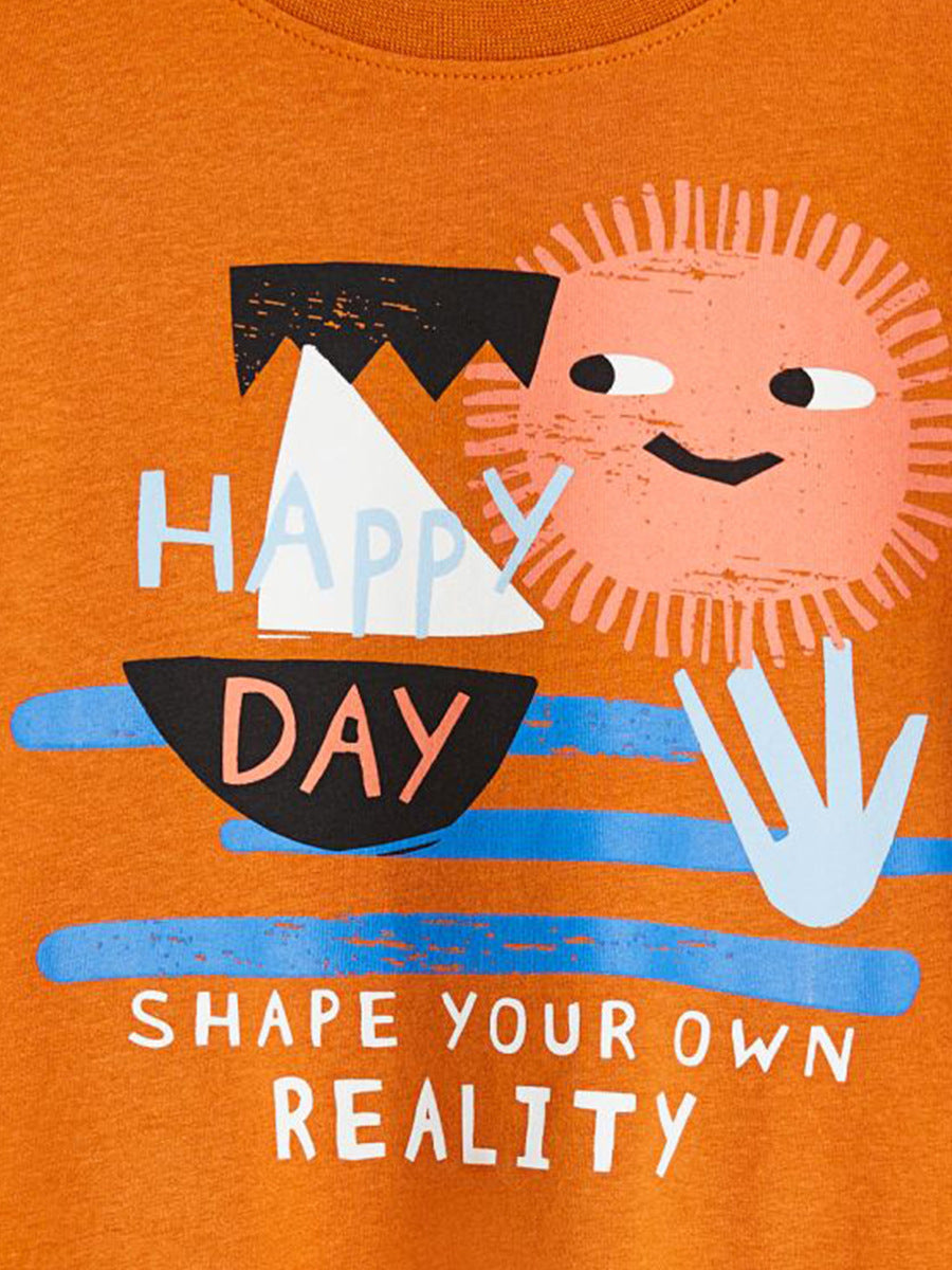 Round Neck Happy Day Cartoon Boys’ T-Shirt In European And American Style For Summer