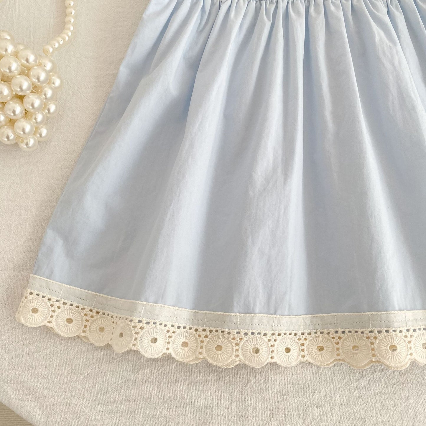 Summer Girls Flowers Pattern Lace Trim Onesies and Dress – Princess Sister Matching Set