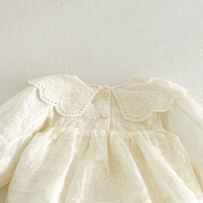 MyKids-USA® Autumn Flowers Embroidered Solid Color Baby Kids Girls Princess Bodysuit