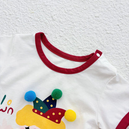 Summer Arrival Baby Unisex Joker Cartoon Pattern Short Sleeves Crew Neck Rompers with Hat, MyKids-USA®, Baby One-Pieces, MyKids-USA -  -  -  -  -  -  - 