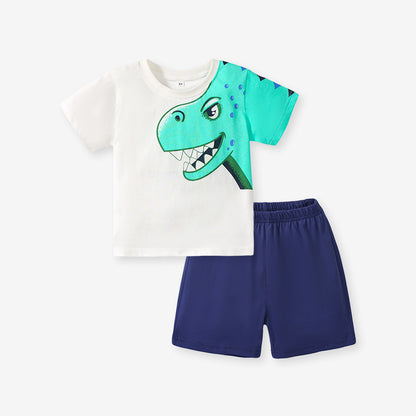 Baby Kids Unisex Animals Cartoon Print T-Shirt And Shorts Casual Clothing Set