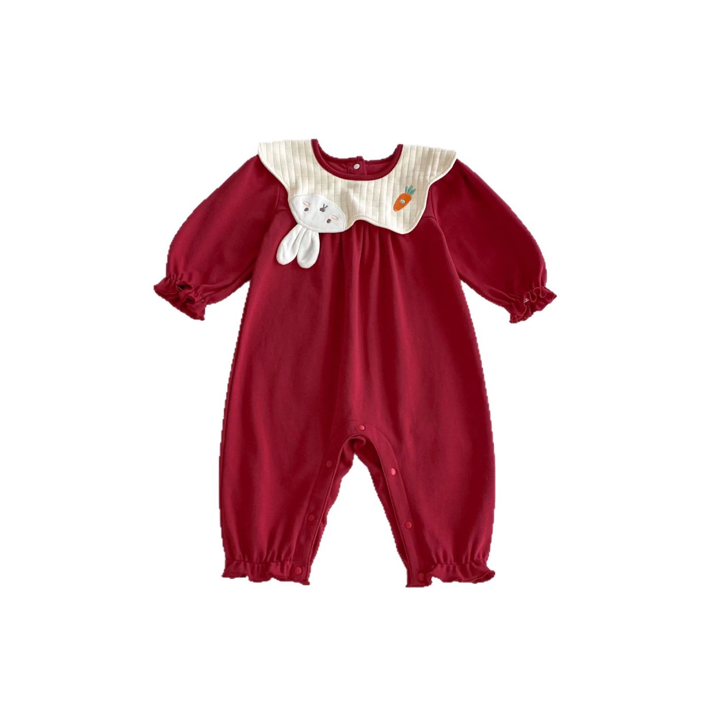 Autumn Arrival Baby Girls Long Sleeves Cartoon Pattern Collar Color Patchwork Rompers, MyKids-USA®, Baby One-Pieces, MyKids-USA -  -  -  -  -  -  - 