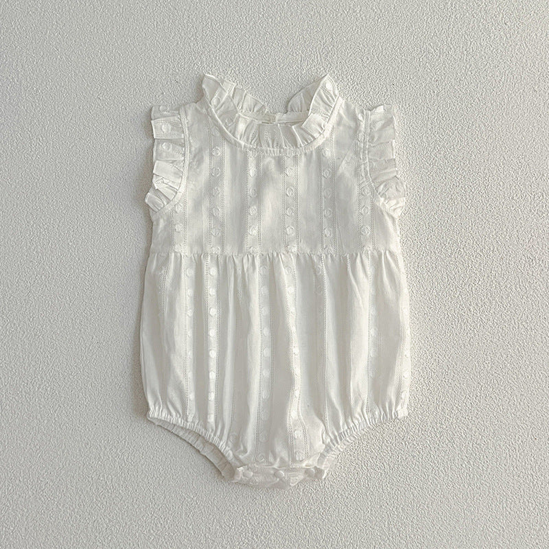 Summer Baby Girls Sleeveless Polka Dots Onesie, MyKids-USA®, Baby One-Pieces, MyKids-USA - Size/Age - 66 (3-6M) - Color - White -  -  - TR2401201520-B