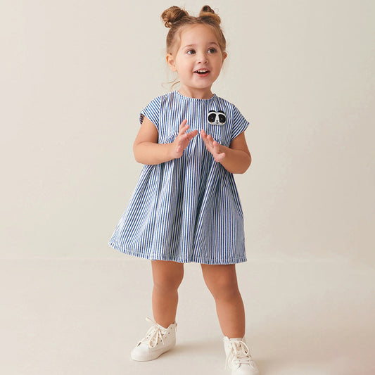 Summer Arrival Animals Cartoon Pattern Sleeveless Striped Dress for Stylish Girls, MyKids-USA®, Baby & Toddler Dresses, MyKids-USA - Size/Age - 90 (12-24M) - Color - Blue -  -  - TR2503032244-A