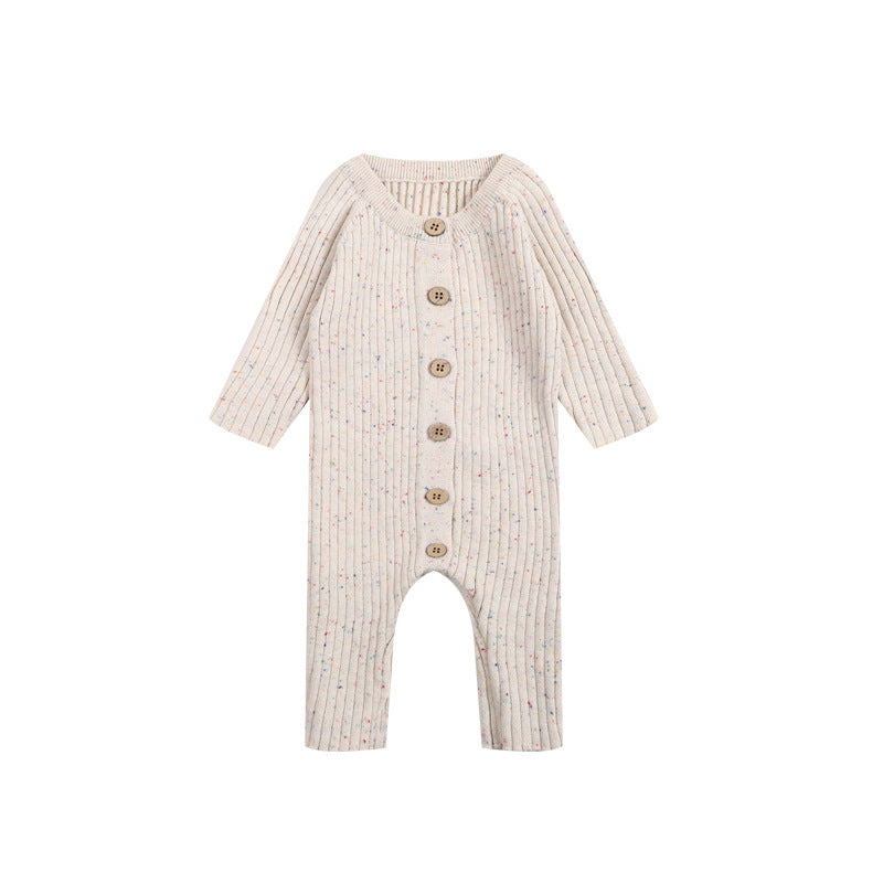 Hot Selling Autumn Baby Kids Long Sleeves Dots Pattern Single Breasted Knitted Rompers