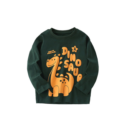 Autumn and Spring Arrival Dinosaurs Cartoon Pattern Long Sleeves Top for Stylish Boys, MyKids-USA®, Shirts, MyKids-USA - Size/Age - 100 (2-3Y) - Color - Green -  -  - TR2509162248-A