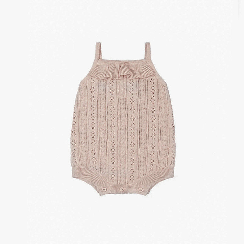 Summer Arrival Baby Sleeveless Hollow-out Pattern Knitted Bodysuit