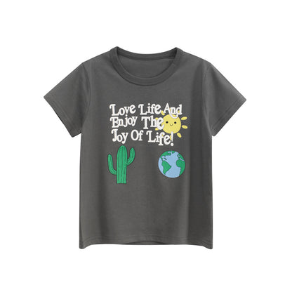 Boys’ Cartoon and Letters Print T-shirt in European and American Style, MyKids-USA®, Baby & Toddler Tops, MyKids-USA - Size/Age - 90 (12-24M) - Color - Grey -  -  - TR2503131216-A